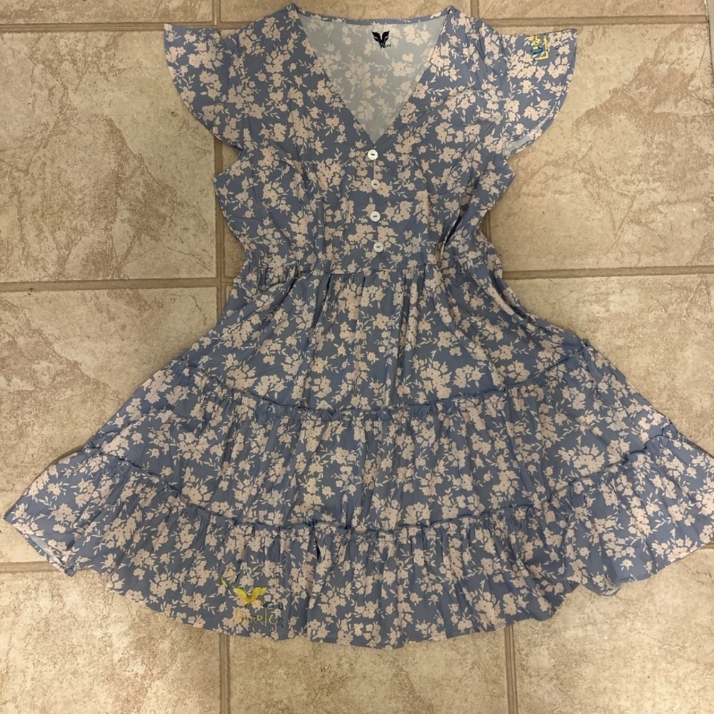 “Love God Love People” Light Blue Floral Spring/Summer Flowy Dress